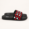 Black Red & White Checkered Slides for Men