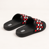 Black Red & White Checkered Slides for Men