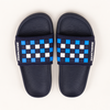Navy Blue Checkered Slides for Men
