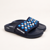 Navy Blue Checkered Slides for Men